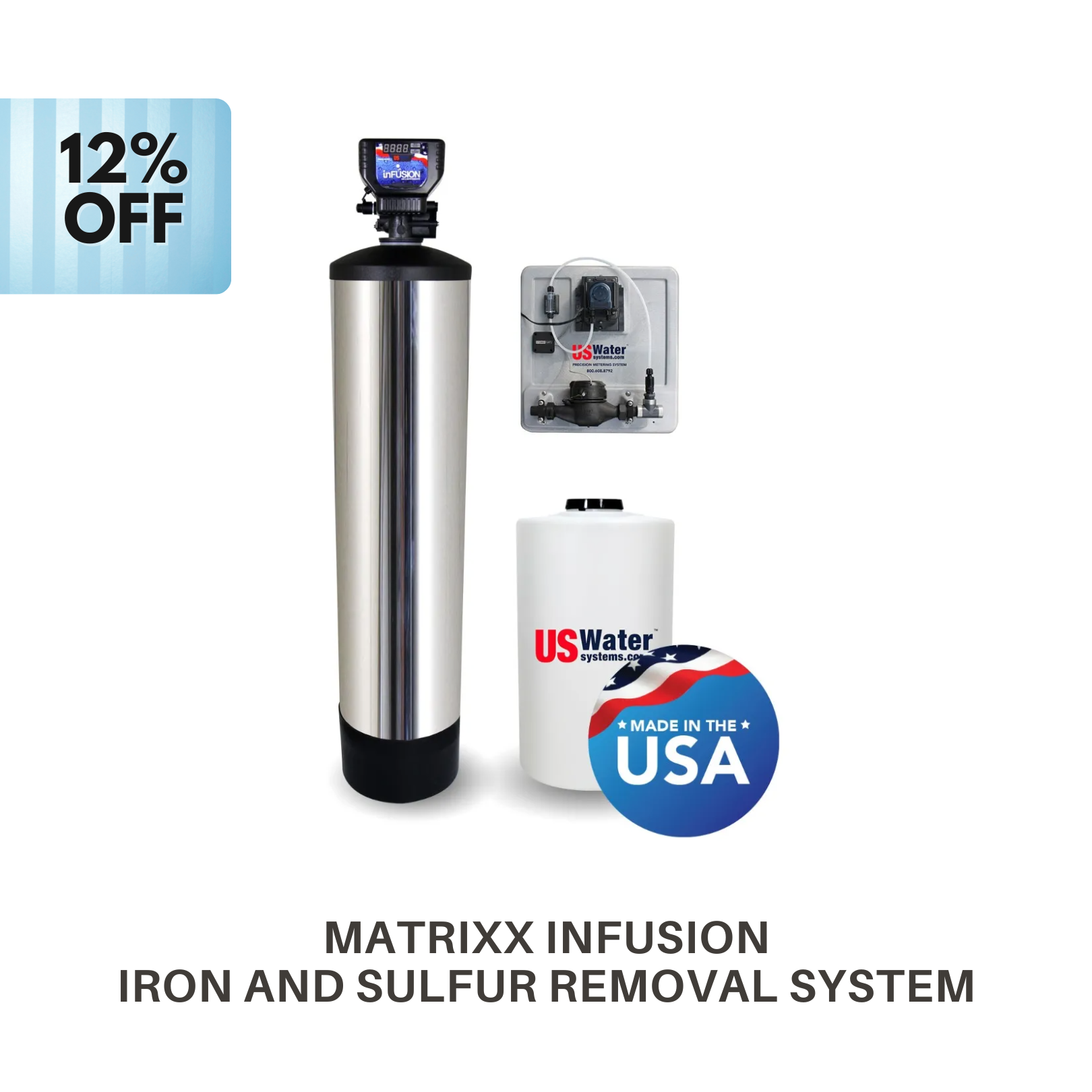 matrixx infusion iron and sulfur removal system for residential water treatment applications by us water systems made in america
